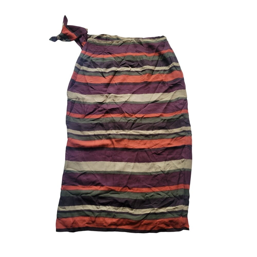 Silk Collections Burgundy Orange Long Maxi Skirt Size 14 !00% Silk Old Money - Picture 2 of 9